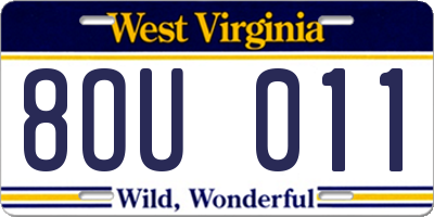 WV license plate 8OU011