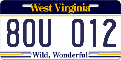 WV license plate 8OU012
