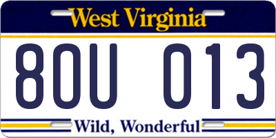WV license plate 8OU013
