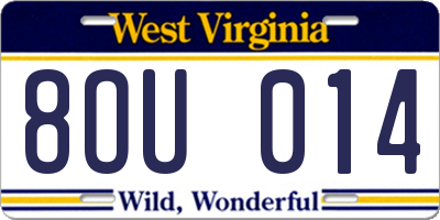 WV license plate 8OU014