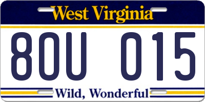 WV license plate 8OU015
