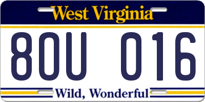WV license plate 8OU016