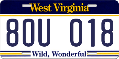 WV license plate 8OU018