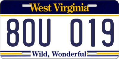 WV license plate 8OU019