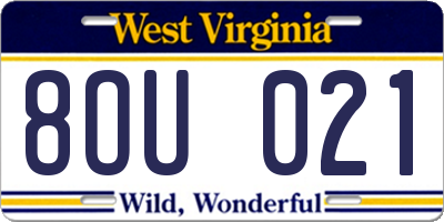 WV license plate 8OU021