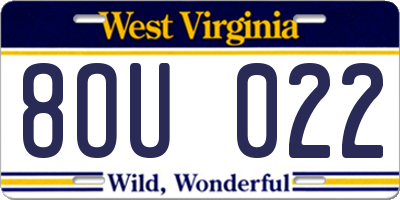 WV license plate 8OU022