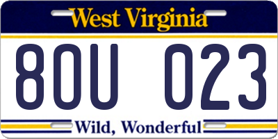 WV license plate 8OU023