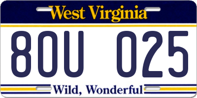 WV license plate 8OU025