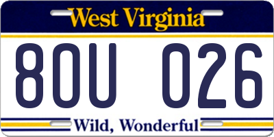 WV license plate 8OU026