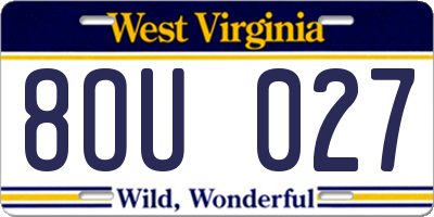 WV license plate 8OU027