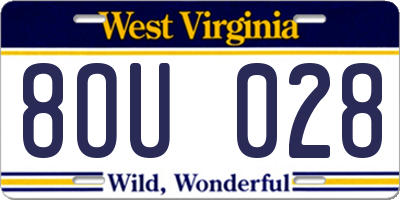 WV license plate 8OU028