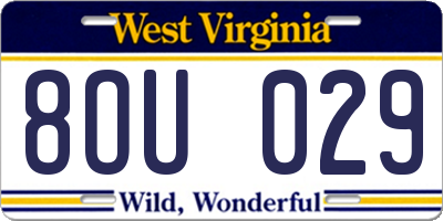 WV license plate 8OU029