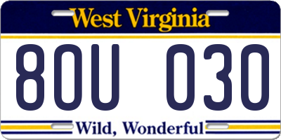 WV license plate 8OU030