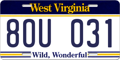 WV license plate 8OU031