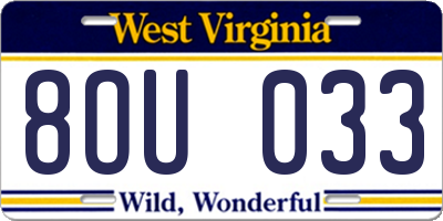 WV license plate 8OU033