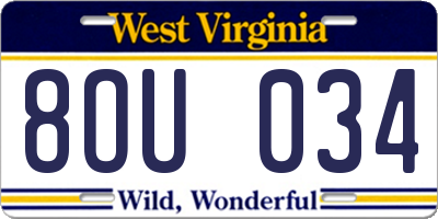 WV license plate 8OU034