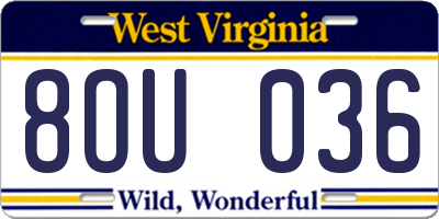 WV license plate 8OU036