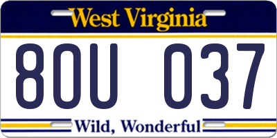 WV license plate 8OU037