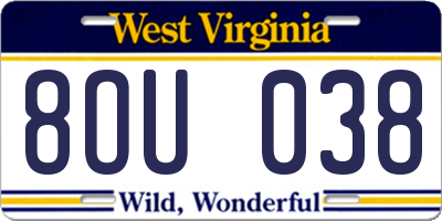 WV license plate 8OU038