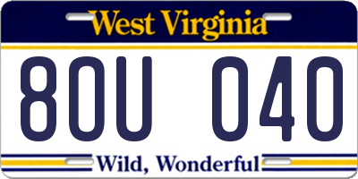 WV license plate 8OU040