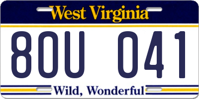 WV license plate 8OU041