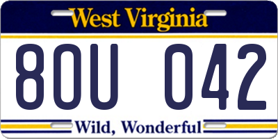 WV license plate 8OU042
