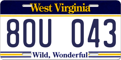 WV license plate 8OU043