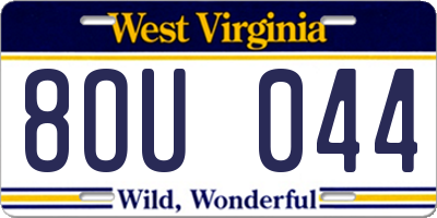 WV license plate 8OU044