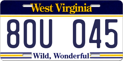 WV license plate 8OU045