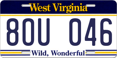 WV license plate 8OU046