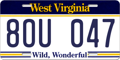 WV license plate 8OU047