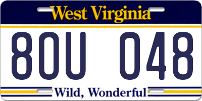 WV license plate 8OU048