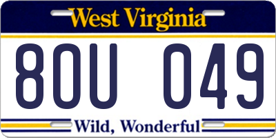WV license plate 8OU049