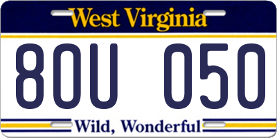 WV license plate 8OU050