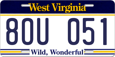 WV license plate 8OU051