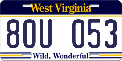 WV license plate 8OU053
