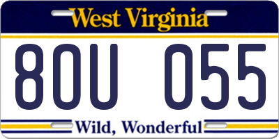 WV license plate 8OU055