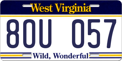 WV license plate 8OU057