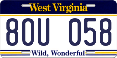 WV license plate 8OU058