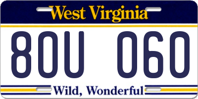WV license plate 8OU060