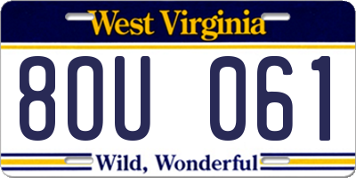 WV license plate 8OU061
