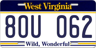 WV license plate 8OU062