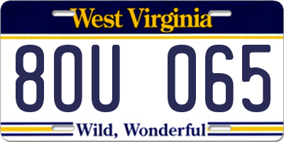 WV license plate 8OU065