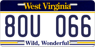 WV license plate 8OU066
