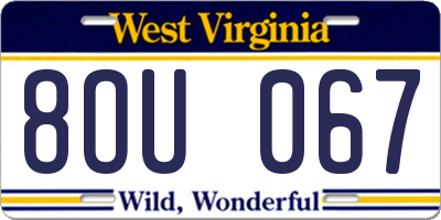 WV license plate 8OU067