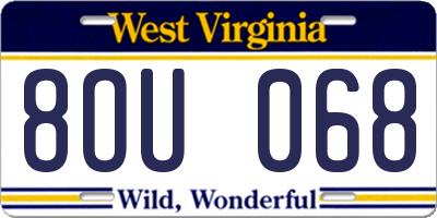 WV license plate 8OU068