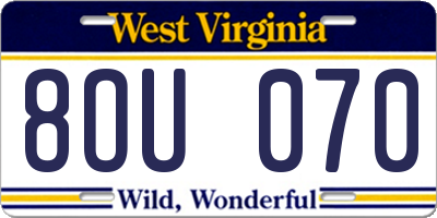 WV license plate 8OU070