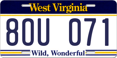 WV license plate 8OU071