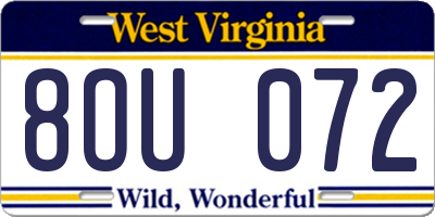 WV license plate 8OU072