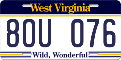 WV license plate 8OU076